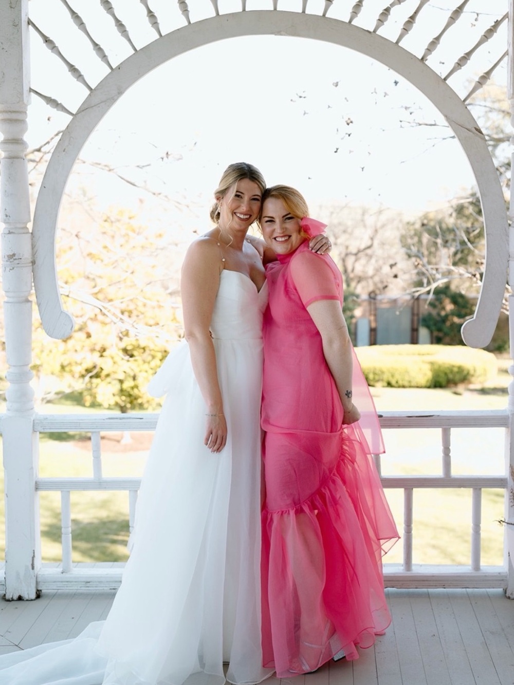 STAUD Calluna Pink Maxi Tulle Overlay Dress